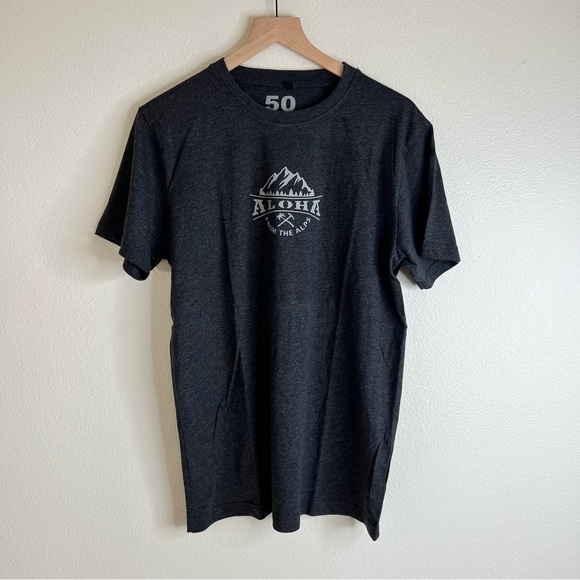 ALOHA from the Alps 50 Men's Grey T-Shirt Large - Picture 1 of 5